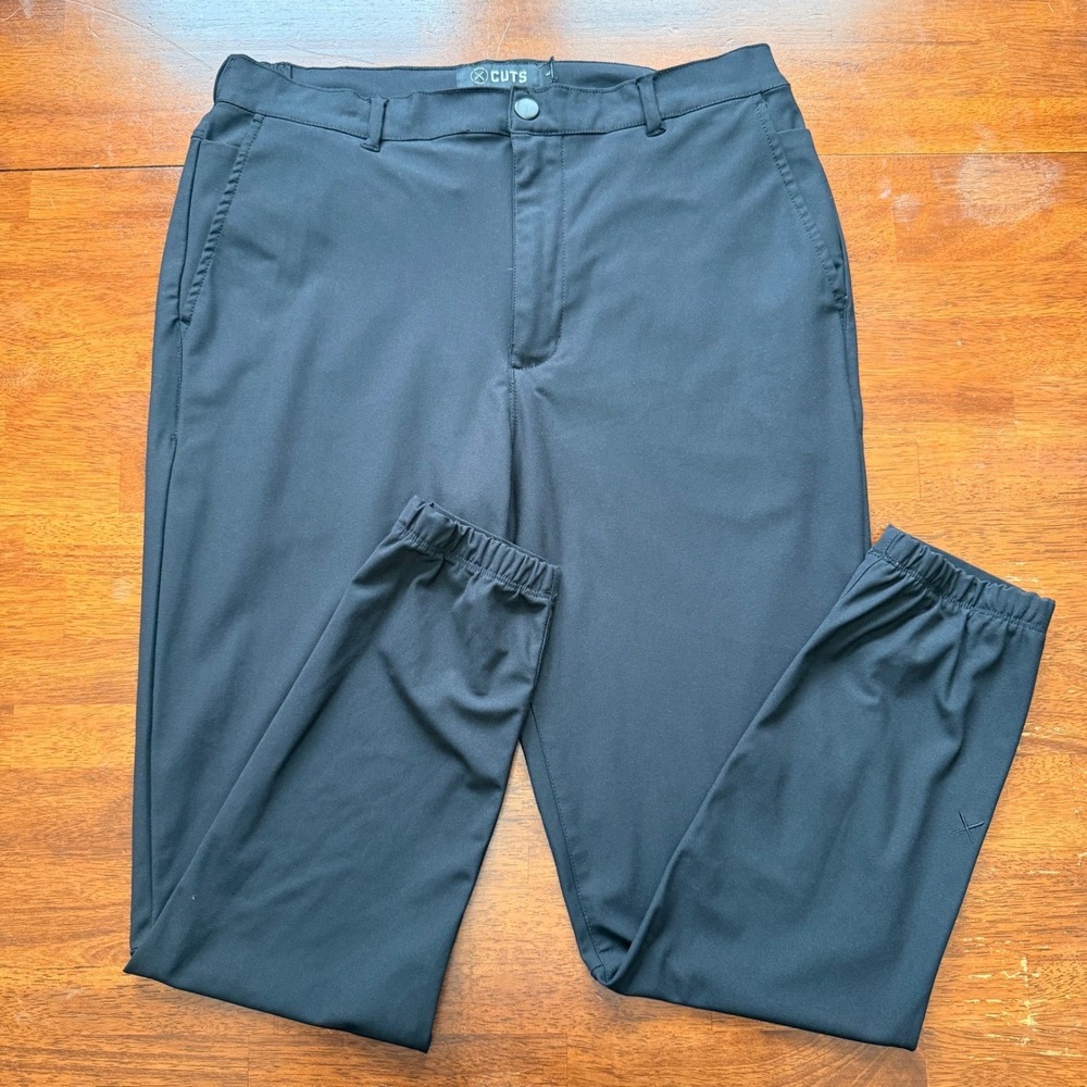 Cuts AO Mens Jogger Pants‎ Black Size L Polyester Athleisure Business Casual